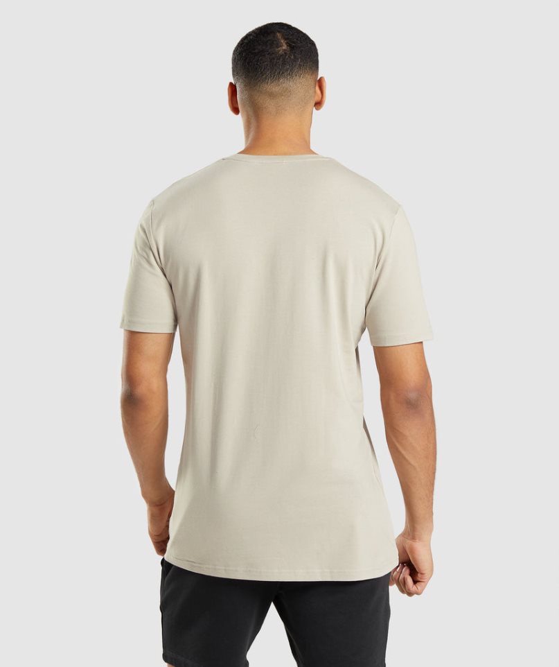 Men's Gymshark Essential T-Shirts Beige | CA 0N5381